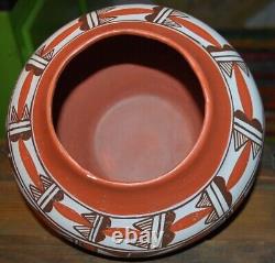 Vtg P JOJOLA Isleta Pueblo LG POLYCHROME OLLA JAR Native American Pottery Signed
