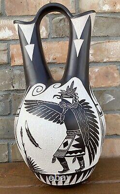 Wedding Vase Native American Pottery A & V Lucario Laguna Pueblo Warrior Eagle
