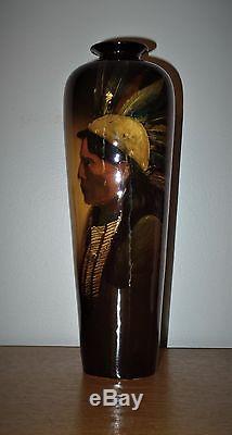 Weller Louwelsa Native American Portrait Vase MINT! Dunleavy Very Nice