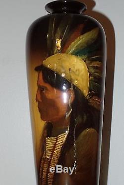 Weller Louwelsa Native American Portrait Vase MINT! Dunleavy Very Nice