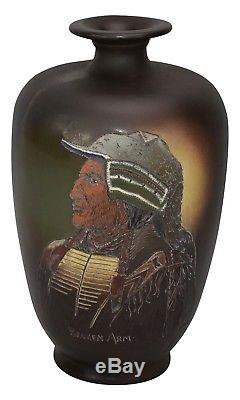 Weller Pottery Dickens Ware 1901 Native American Chief Broken Arm Vase (Burgess)