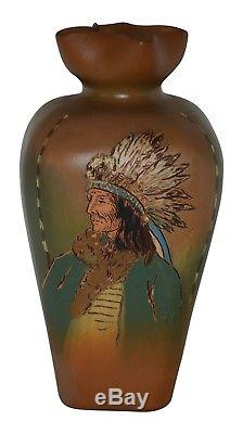 Weller Pottery Dickens Ware Native American Four Sided Vase (Upjohn)