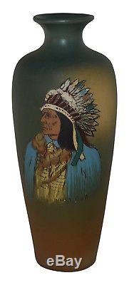Weller Pottery Dickens Ware Native American Ghost Bull Vase