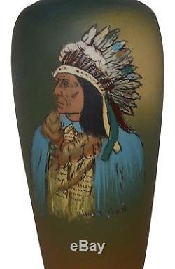 Weller Pottery Dickens Ware Native American Ghost Bull Vase