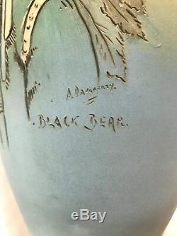 Weller Pottery Dickensware Native American Indian Vase Black Bear 10 Dautherty