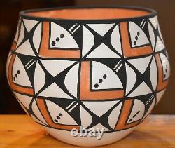 Wonderful Hand Coiled Mary Antonio Garcia Acoma Pueblo Bowl/free Ship#1