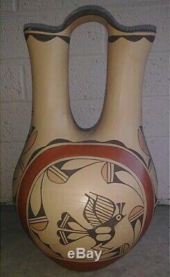 ZIA Pueblo Native American Pottery Large Polychrome Wedding Vase Ruby Panana