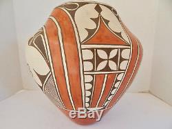 Zia Pueblo Indian Pottery 12'' By 12'' Large Olla By Sophia Medina -1977