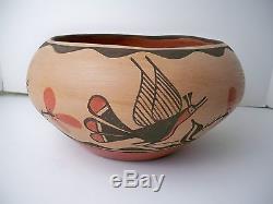 Zia Pueblo Native American Indian Pottery Large Bowl Reyes Pino Medina