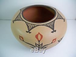 Zia Pueblo Native American Indian Pottery Large Bowl Ruby Panana