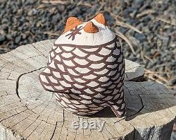 Zuni Handmade Pottery Signed Gchachu Owl Authentic Native American Ceramic