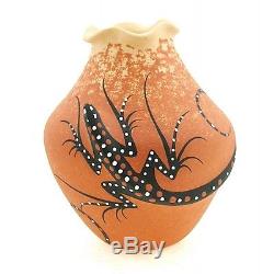 Zuni Native American Vase with Lizard By Deldrick and Lorenda Cellicion