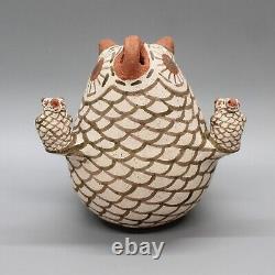 Zuni Pottery-native American Pottery Owl With Two Chicks-erma Kallestewa-homer