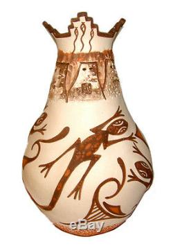 Zuni Pueblo Hand Coiled Pottery by G. Katsenih Native American 7H-RARE