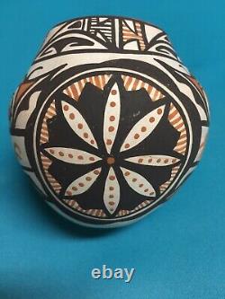 Zuni Pueblo Pottery Native American Heartline Deer Bird Flower SIGNED J Laate EX