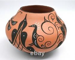 Zuni Pueblo Pottery by A Peynetsa Dragonfly Vase Large 6 T x 8 W